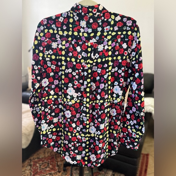 Equipment Floral Silk Blouse / Black/Multi / Size Small - Picture 3 of 4
